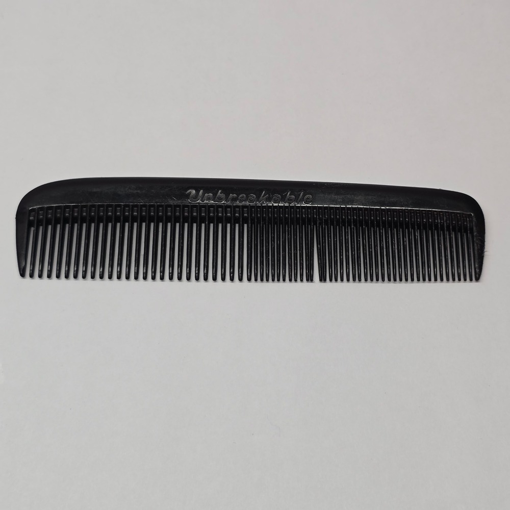 Vintage UNBREAKABLE 5" Pocket Comb 5" Black Flexible Rubber Unbreakable